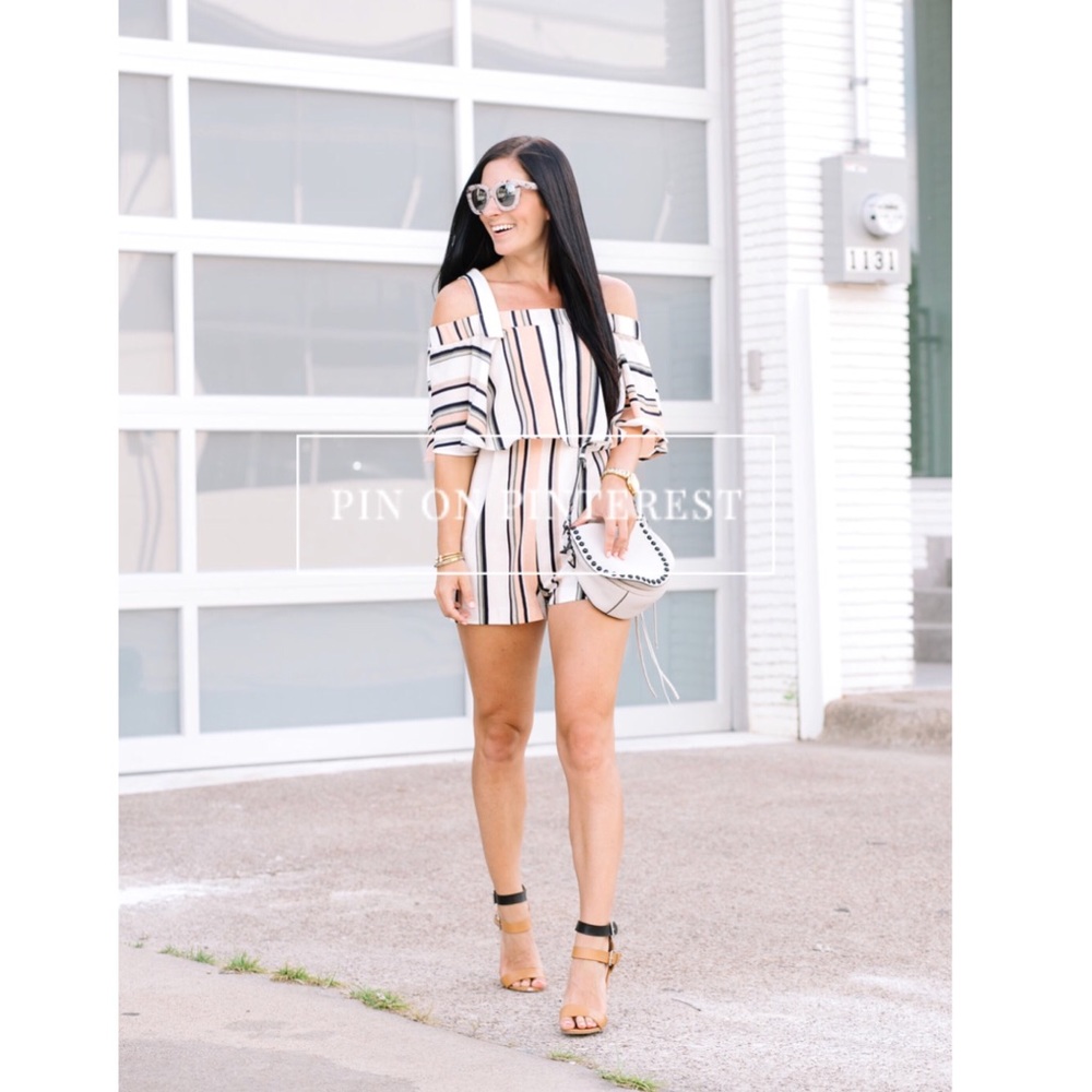 TopShop Cold Shoulder Striped Romper New W Tags